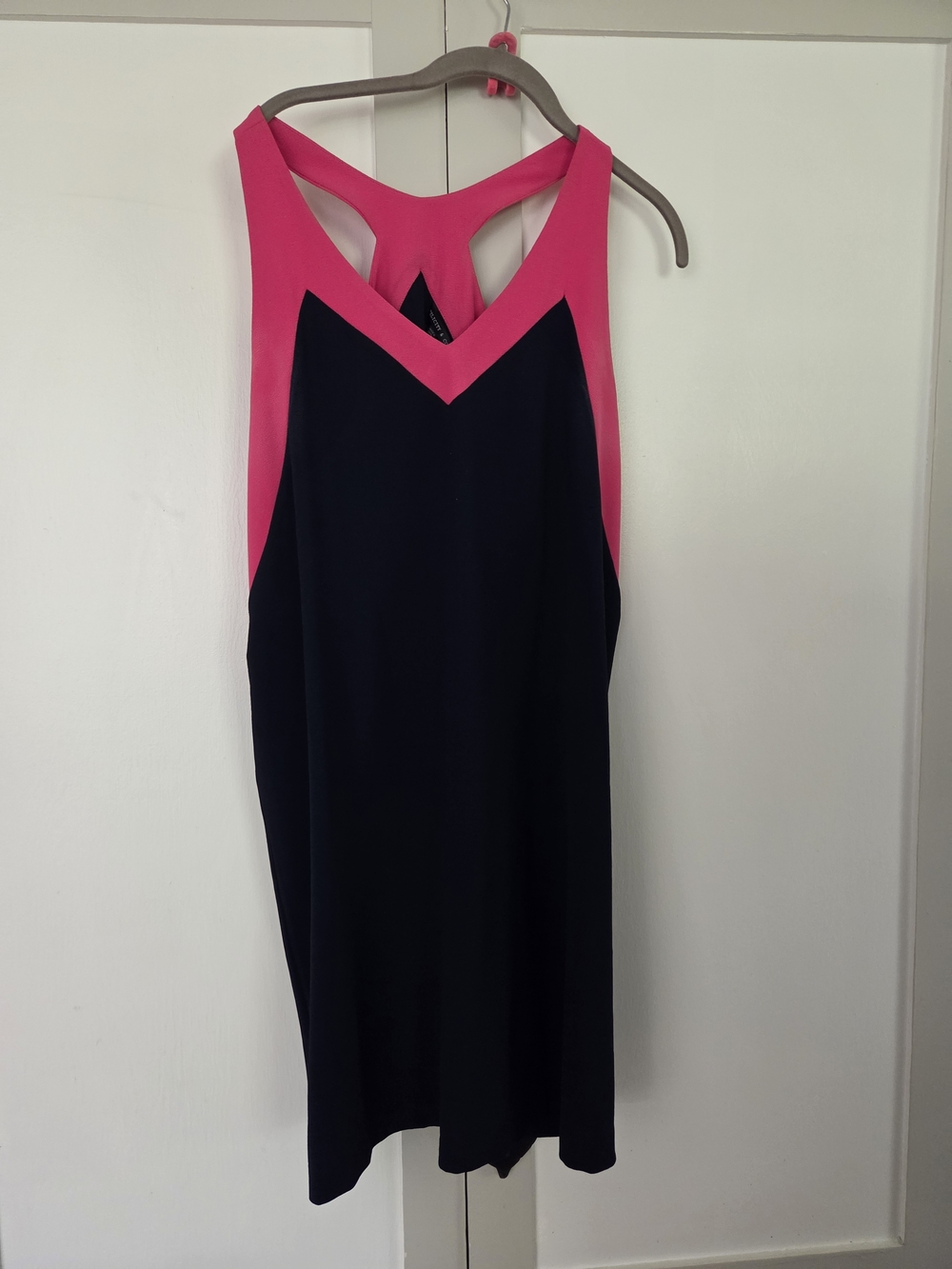 Felicity & Coco Navy Midi Dress with Pink Trim